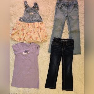 Nike OSHKOSH B'GOSH lot Dress Overalls Dress Demin Jeans Size 4 And 5